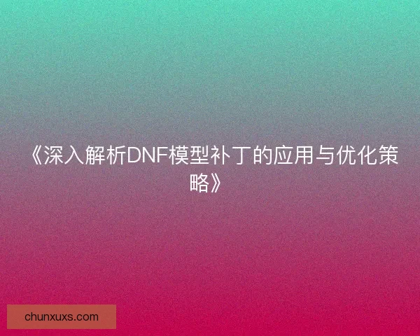 《深入解析DNF模型补丁的应用与优化策略》