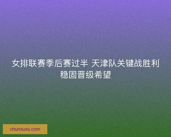 女排联赛季后赛过半 天津队关键战胜利稳固晋级希望
